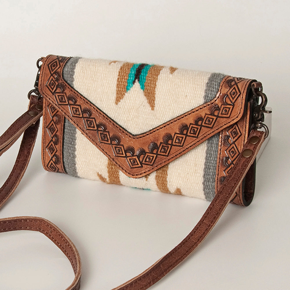 LC-ADBG906 Western Envelope Crossbody Bag Handwoven Wool & Tooled Leather by American Darling