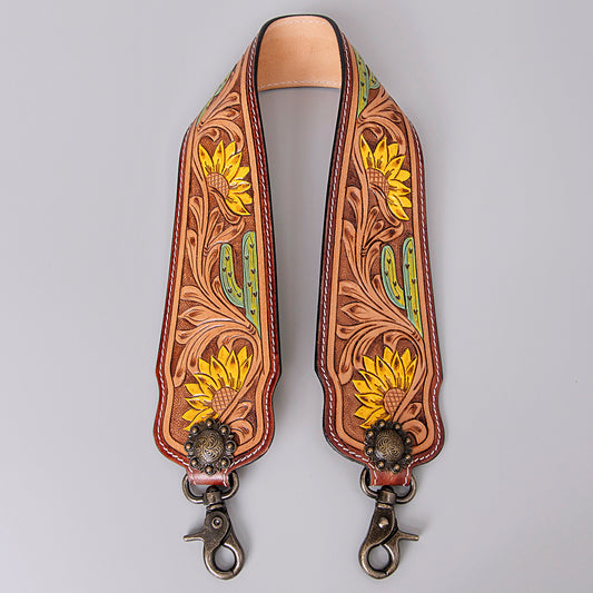 LC-ADSTF165 Hand Tooled Genuine Leather Handle Strap
