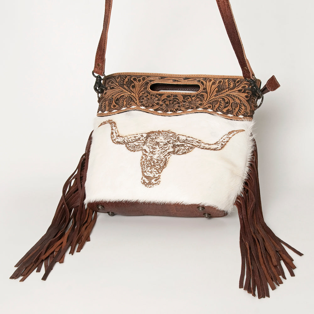 LC-ADBGS146 Western Crossbody Bag - Tooled Leather & Hair-On Hide