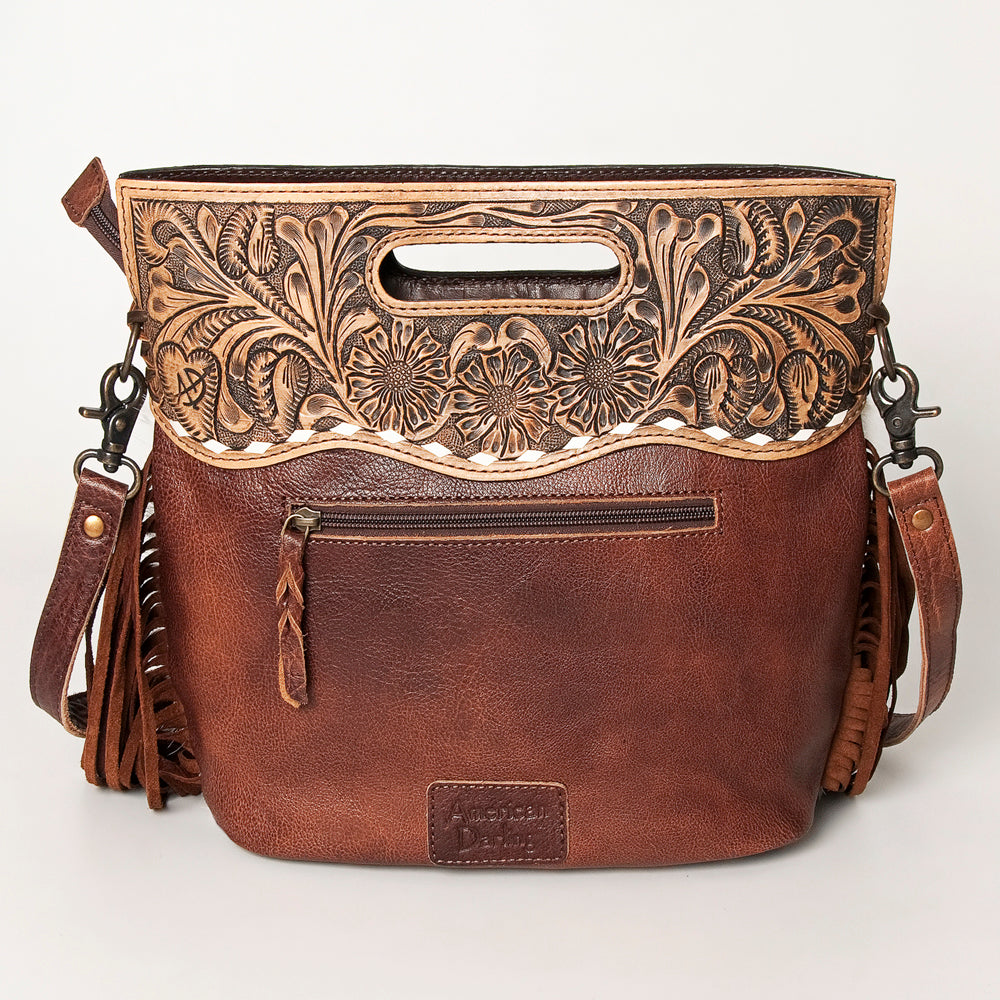 LC-ADBGS146 Western Crossbody Bag - Tooled Leather & Hair-On Hide