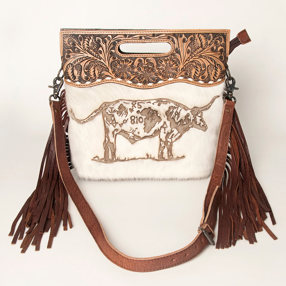 LC-ADBGS146 Western Crossbody Bag - Tooled Leather & Hair-On Hide