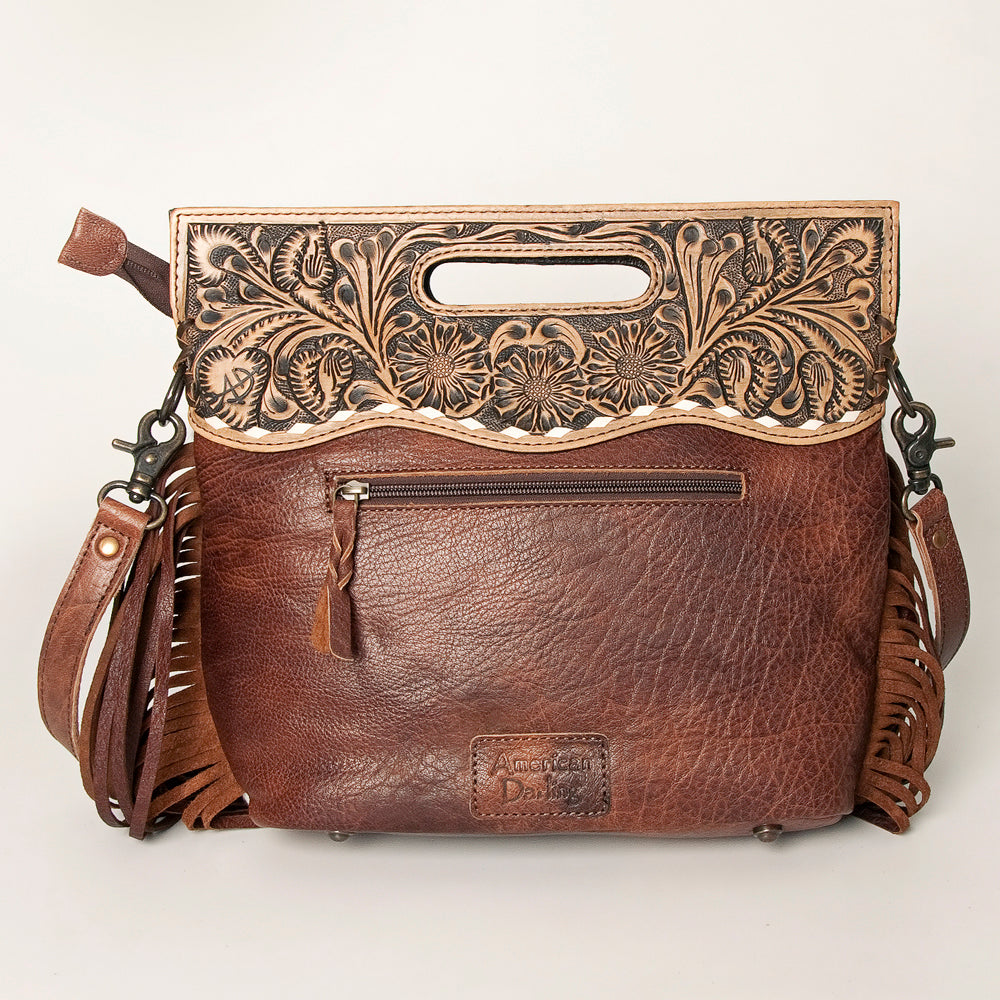 LC-ADBGS146 Western Crossbody Bag - Tooled Leather & Hair-On Hide