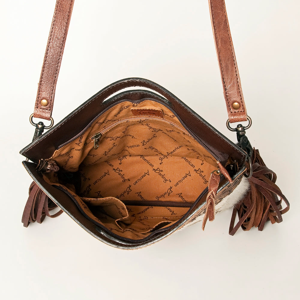 LC-ADBGS146 Western Crossbody Bag - Tooled Leather & Hair-On Hide