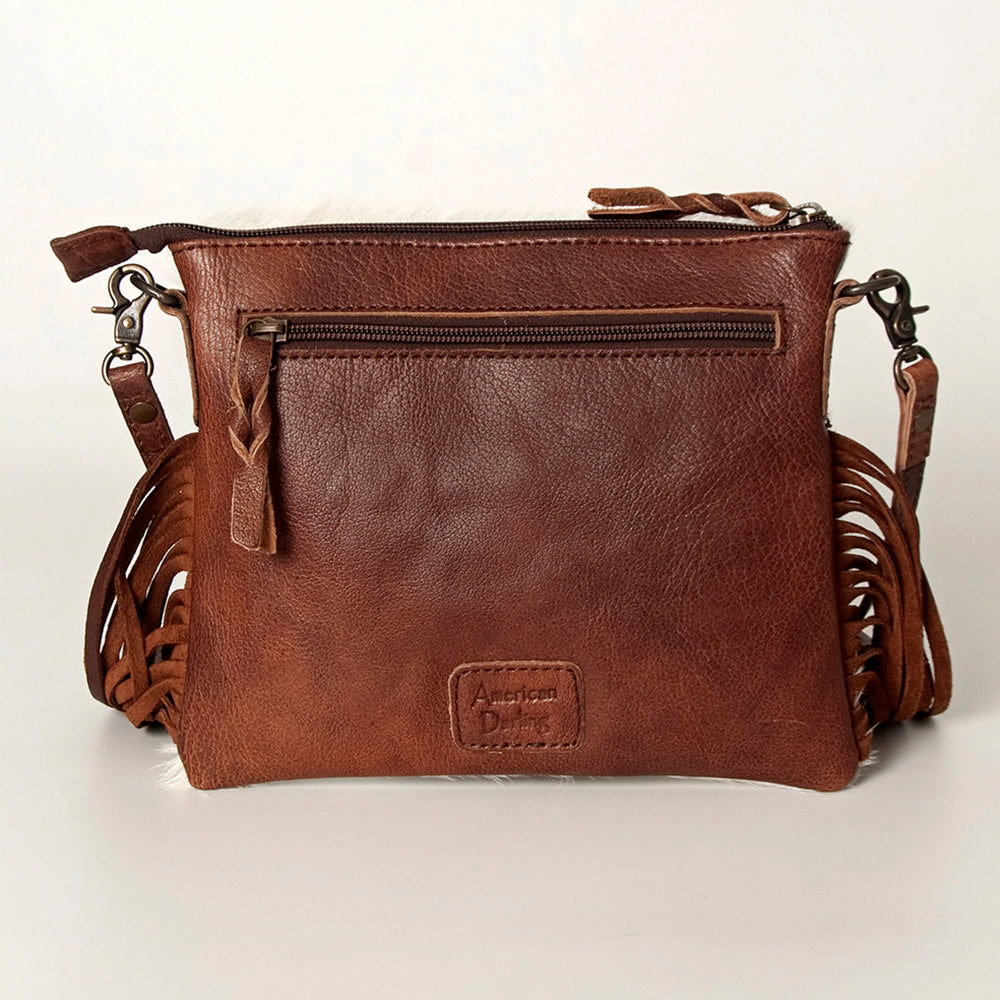 ADBG109 American Darling Western Leather Crossbody Bag Hair-On Cowhide with Fringe