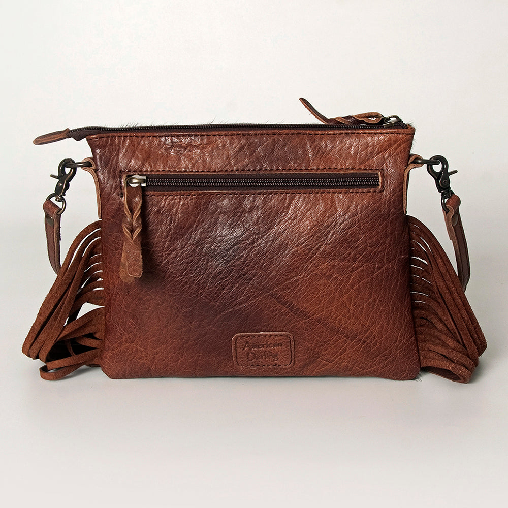 ADBG109 American Darling Hair-on Cowhide Western Leather Small Crossbody Bag with Fringe