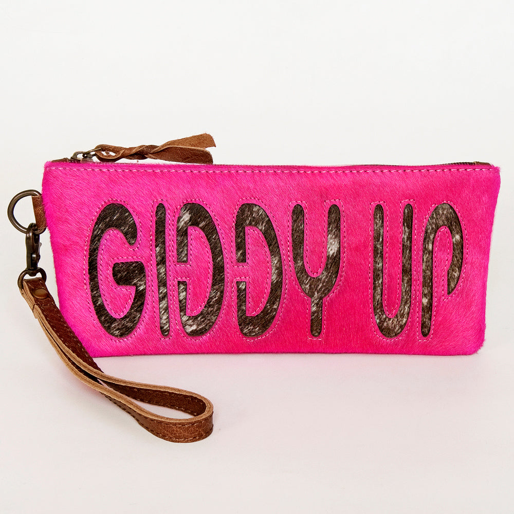 ADBG344 Hair-On Hide Rodeo Wristlet Clutch with Leather Strap