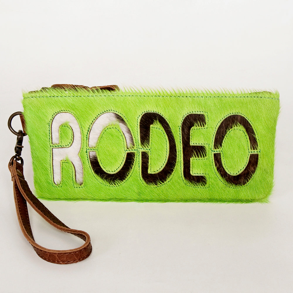 ADBG344 Hair-On Hide Rodeo Wristlet Clutch with Leather Strap