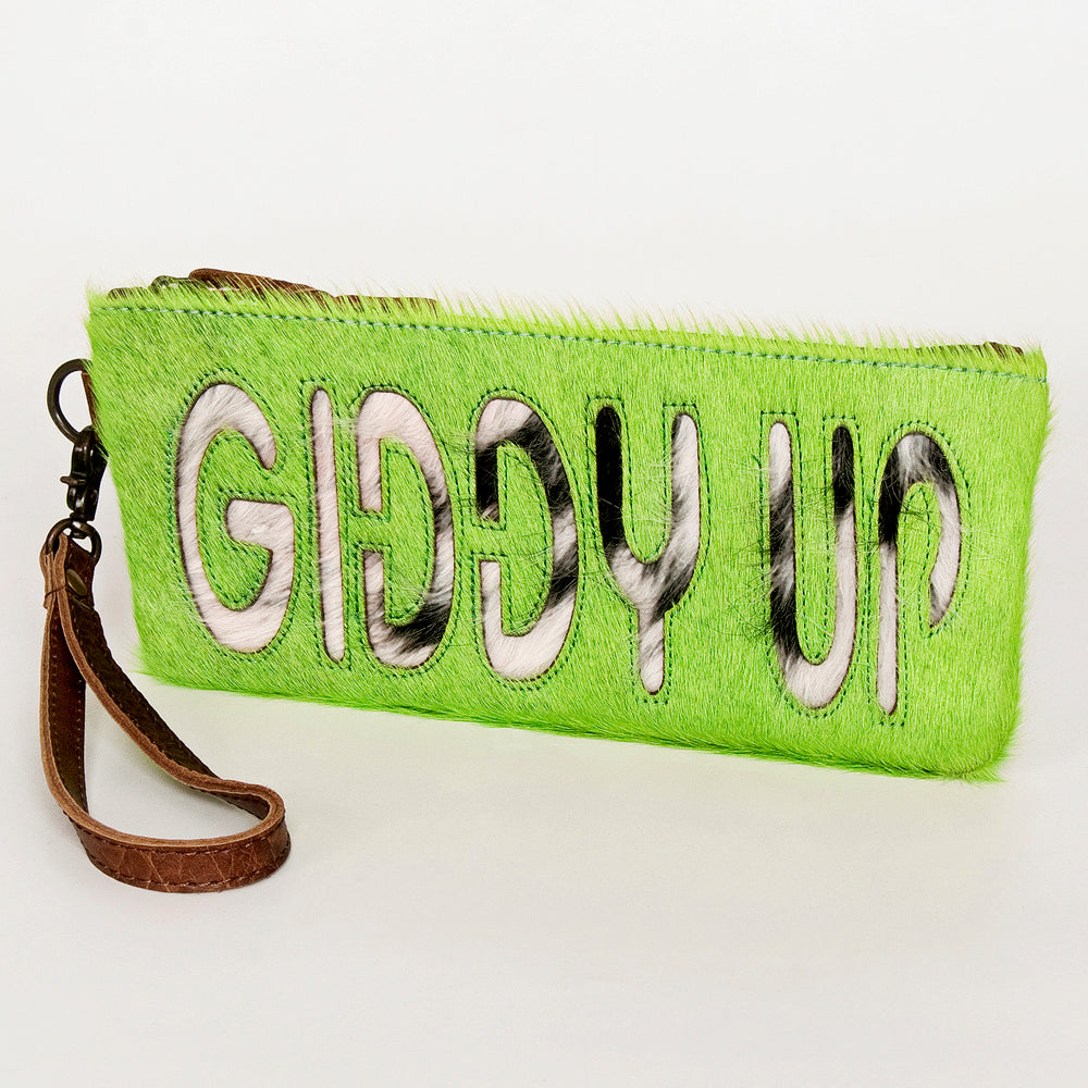 ADBG344 Hair-On Hide Rodeo Wristlet Clutch with Leather Strap