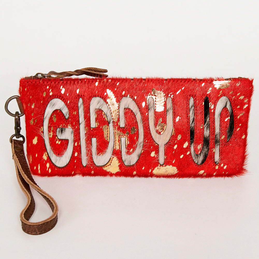 ADBG344 Hair-On Hide Rodeo Wristlet Clutch with Leather Strap