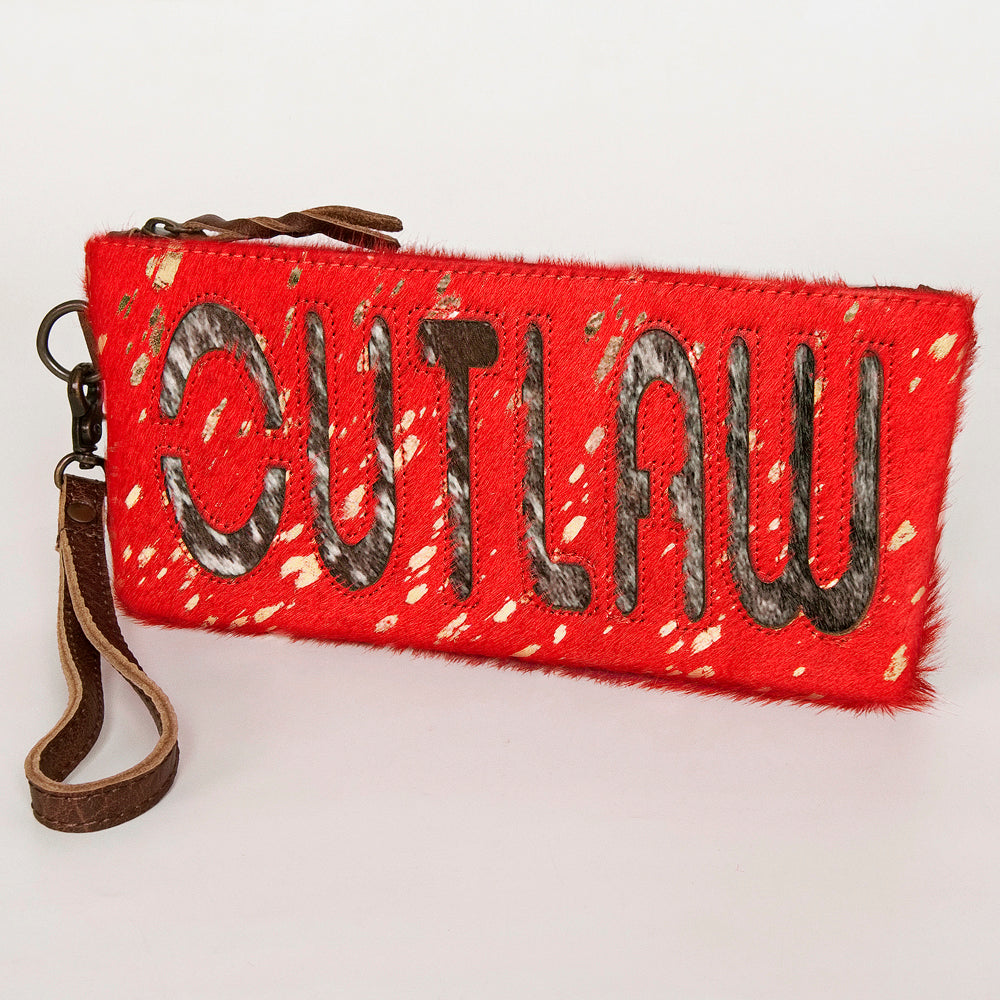 ADBG344 Hair-On Hide Rodeo Wristlet Clutch with Leather Strap