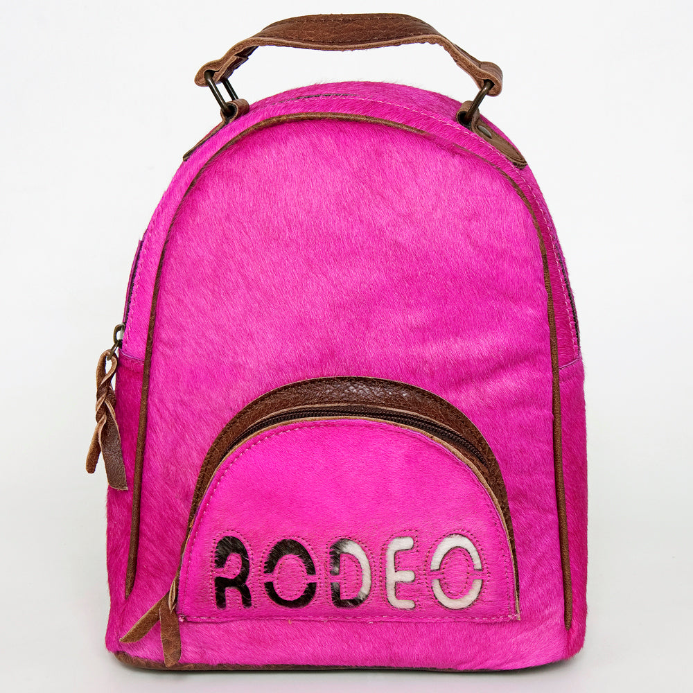 ADBGS156 Hot Pink Cowhide Leather Backpack with Inlay - Western Cowgirl Statement Bag