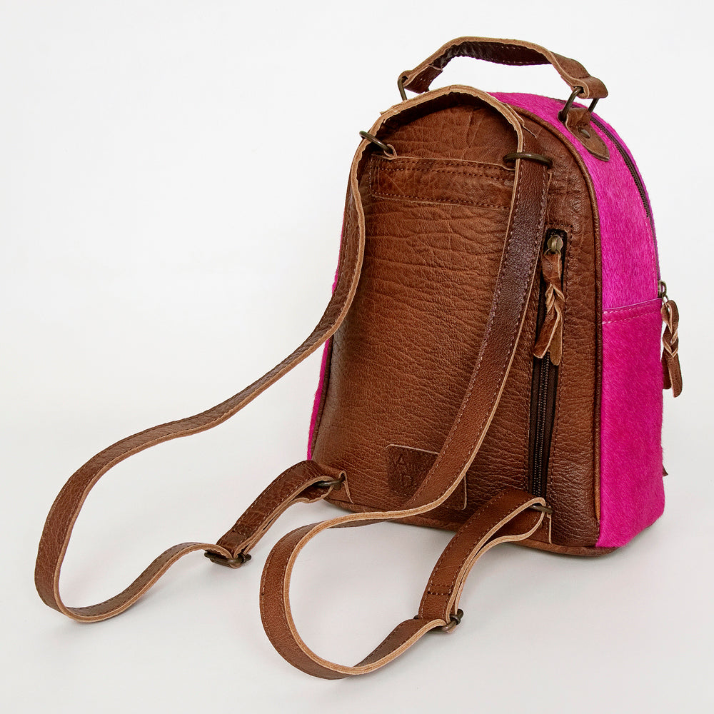 ADBGS156 Hot Pink Cowhide Leather Backpack with Inlay - Western Cowgirl Statement Bag
