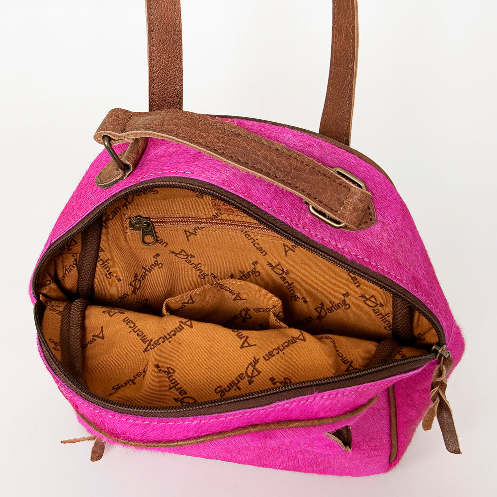 ADBGS156 Hot Pink Cowhide Leather Backpack with Inlay - Western Cowgirl Statement Bag
