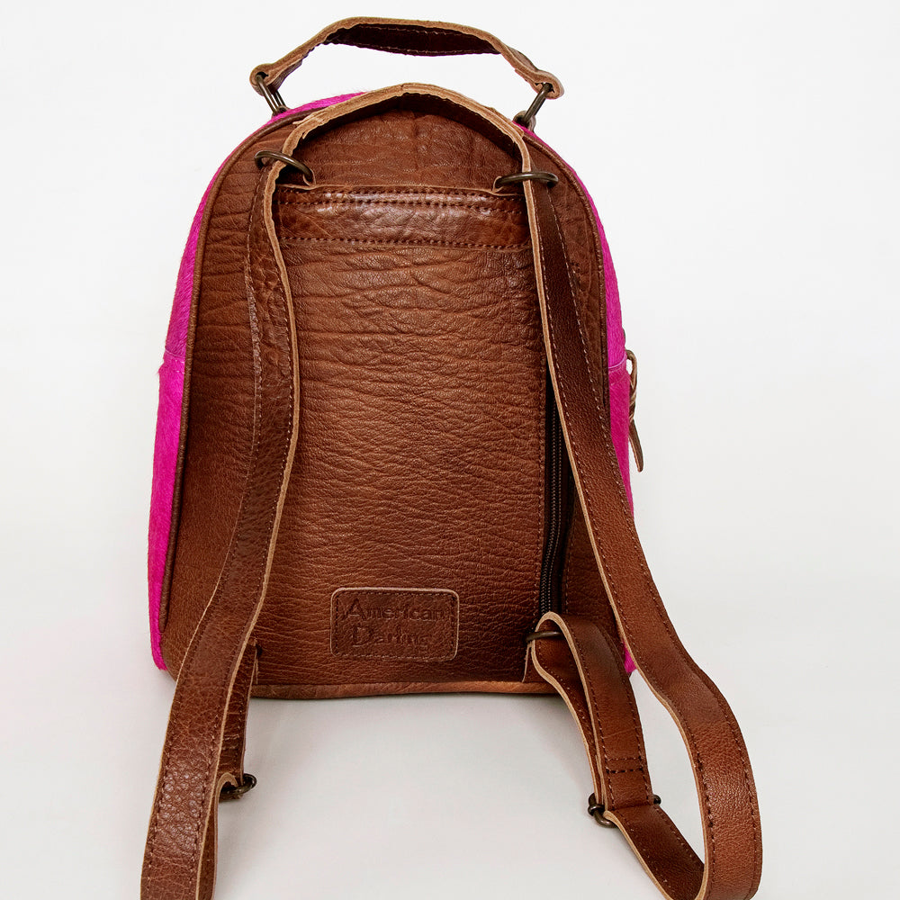 ADBGS156 Hot Pink Cowhide Leather Backpack with Inlay - Western Cowgirl Statement Bag