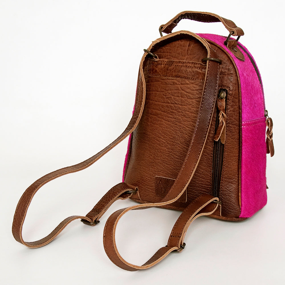 ADBGS156 Hot Pink Cowhide Leather Backpack with Inlay - Western Cowgirl Statement Bag