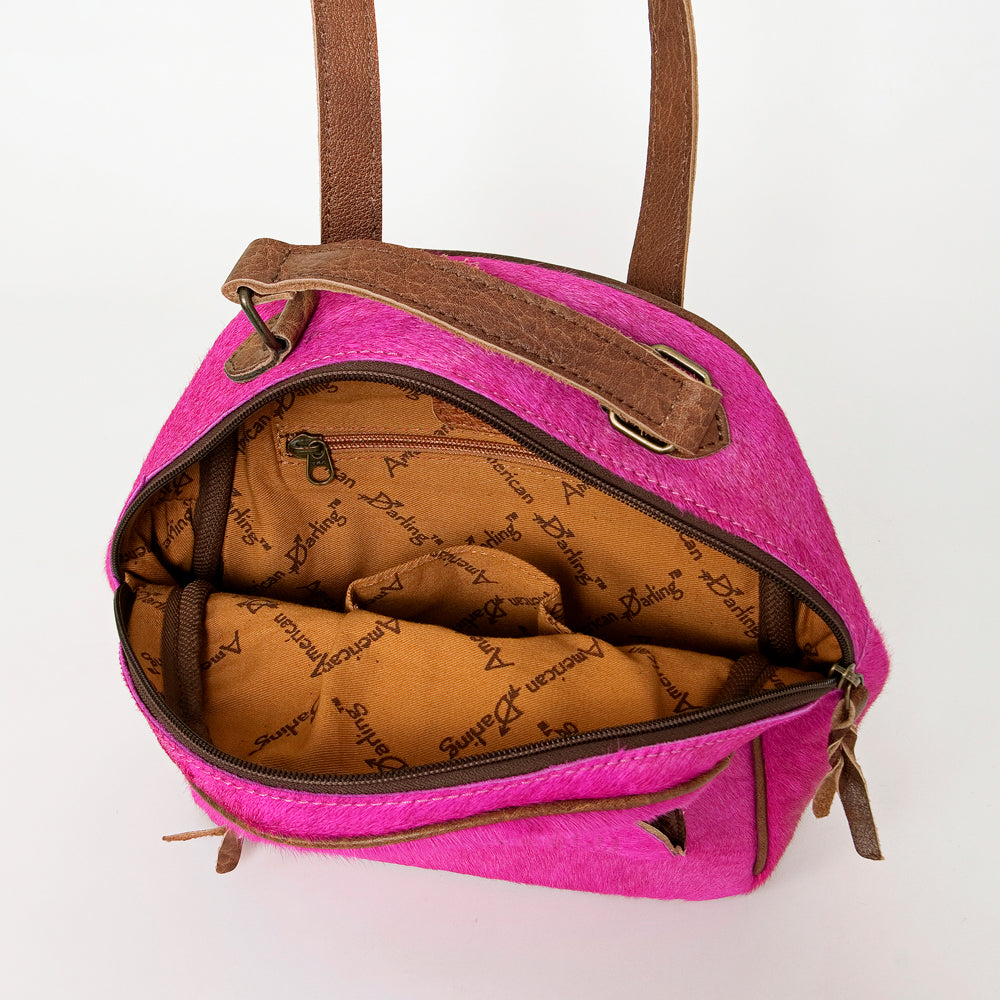 ADBGS156 Hot Pink Cowhide Leather Backpack with Inlay - Western Cowgirl Statement Bag