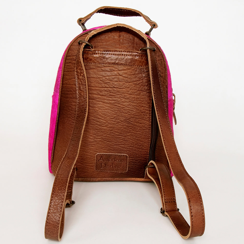 ADBGS156 Hot Pink Cowhide Leather Backpack with Inlay - Western Cowgirl Statement Bag
