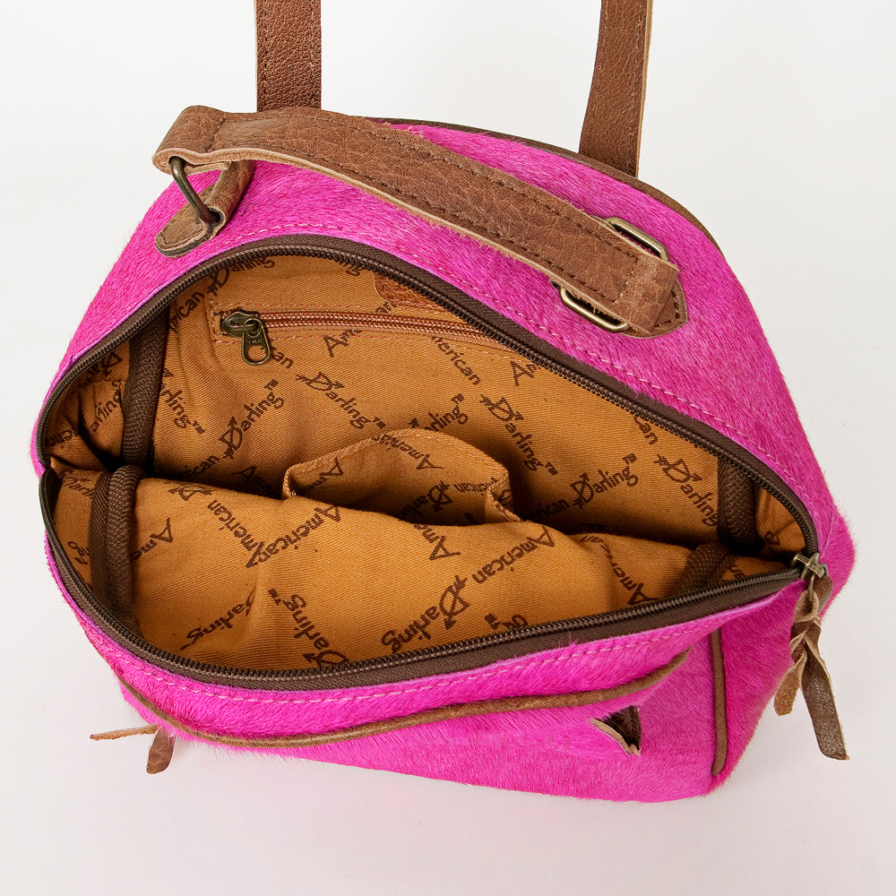 ADBGS156 Hot Pink Cowhide Leather Backpack with Inlay - Western Cowgirl Statement Bag