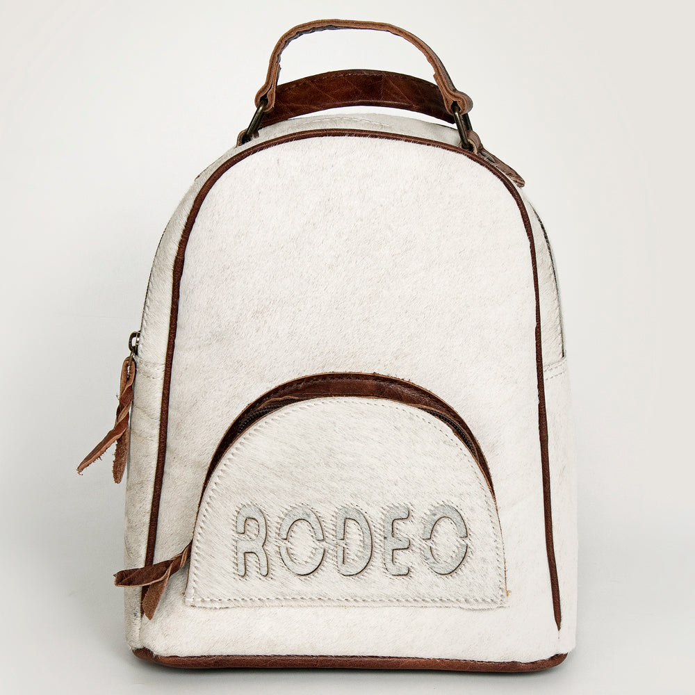 ADBGS156 White Cowhide Leather Backpack with Bold Inlay - Western Cowgirl Classic