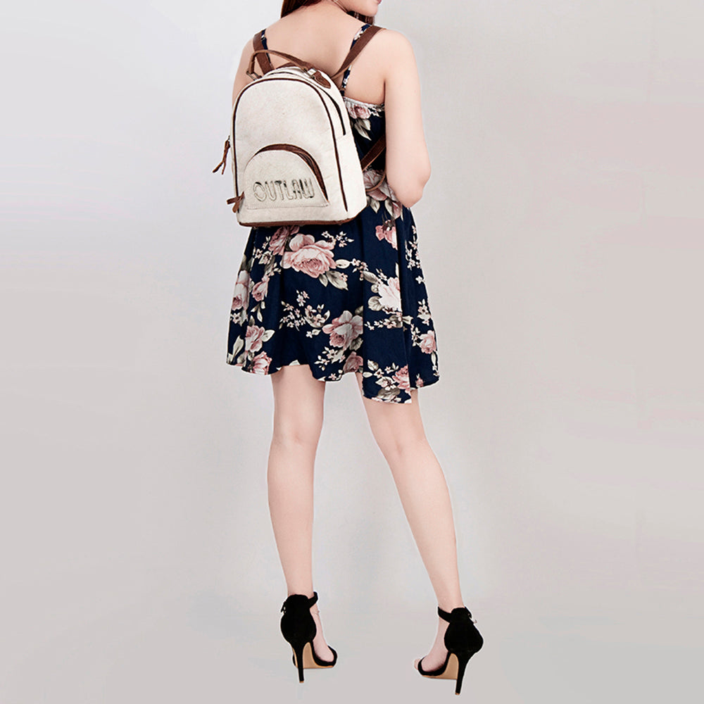 ADBGS156 White Cowhide Leather Backpack with Bold Inlay - Western Cowgirl Classic