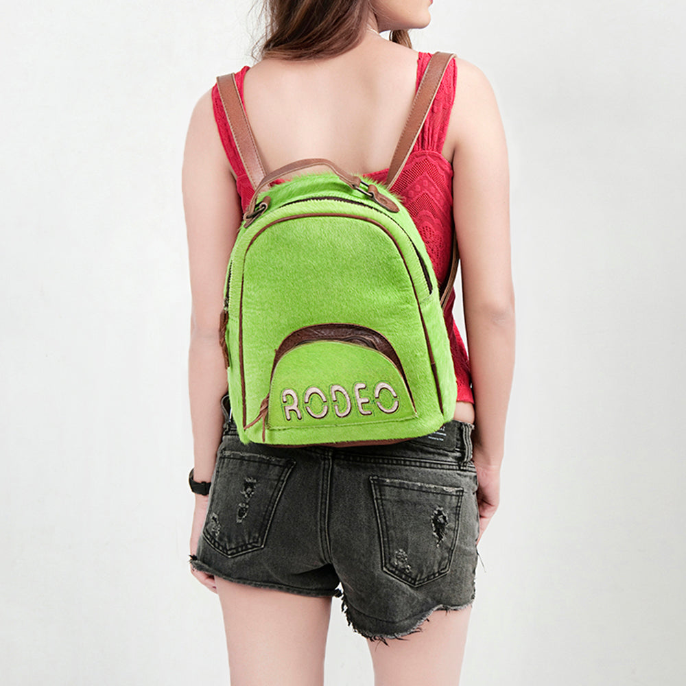 ADBGS156 Green Cowhide Leather Backpack with Bold Inlay - Western Cowgirl Statement Bag