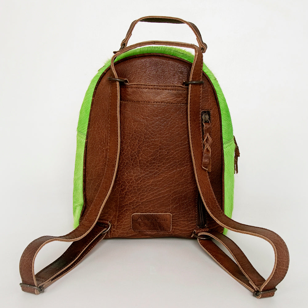 ADBGS156 Green Cowhide Leather Backpack with Bold Inlay - Western Cowgirl Statement Bag