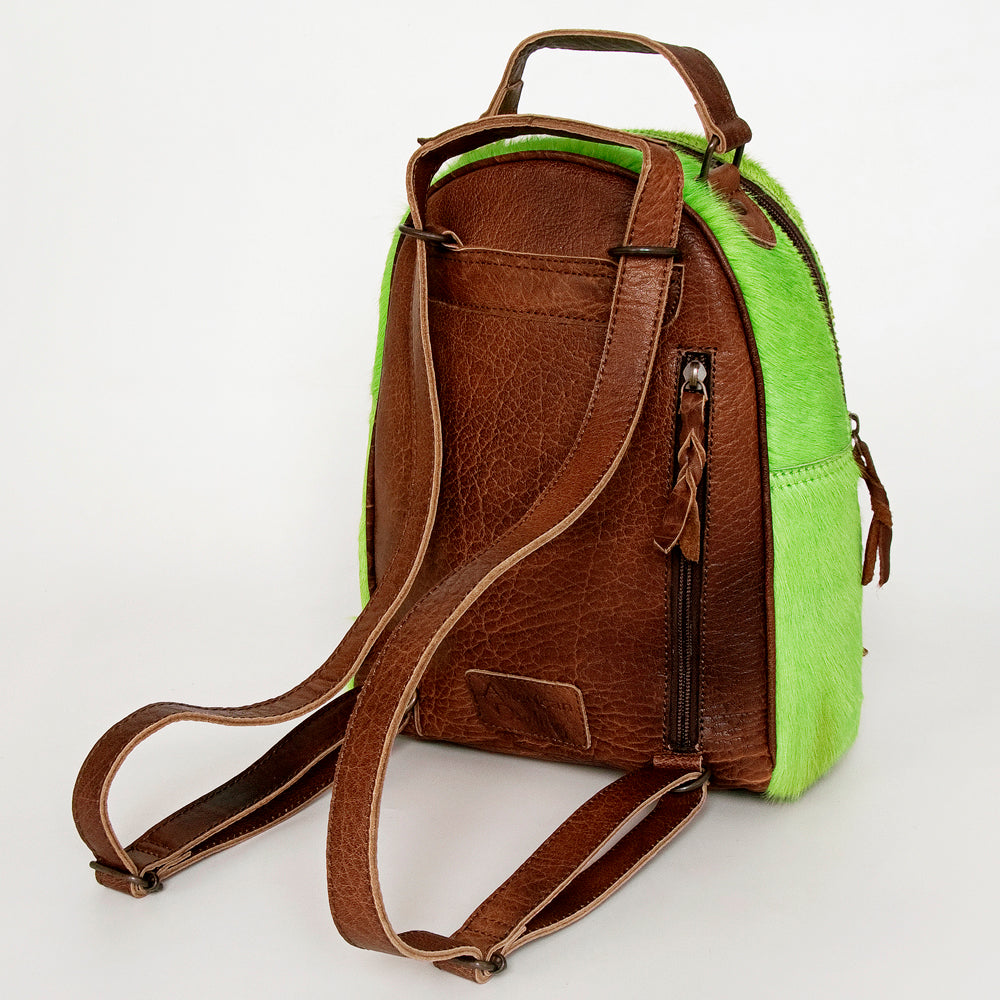 ADBGS156 Green Cowhide Leather Backpack with Bold Inlay - Western Cowgirl Statement Bag