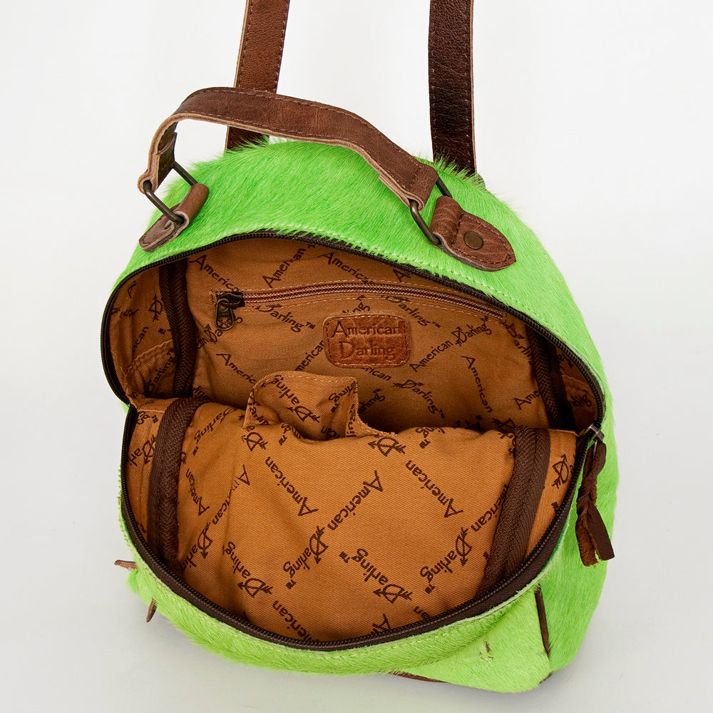 ADBGS156 Green Cowhide Leather Backpack with Bold Inlay - Western Cowgirl Statement Bag
