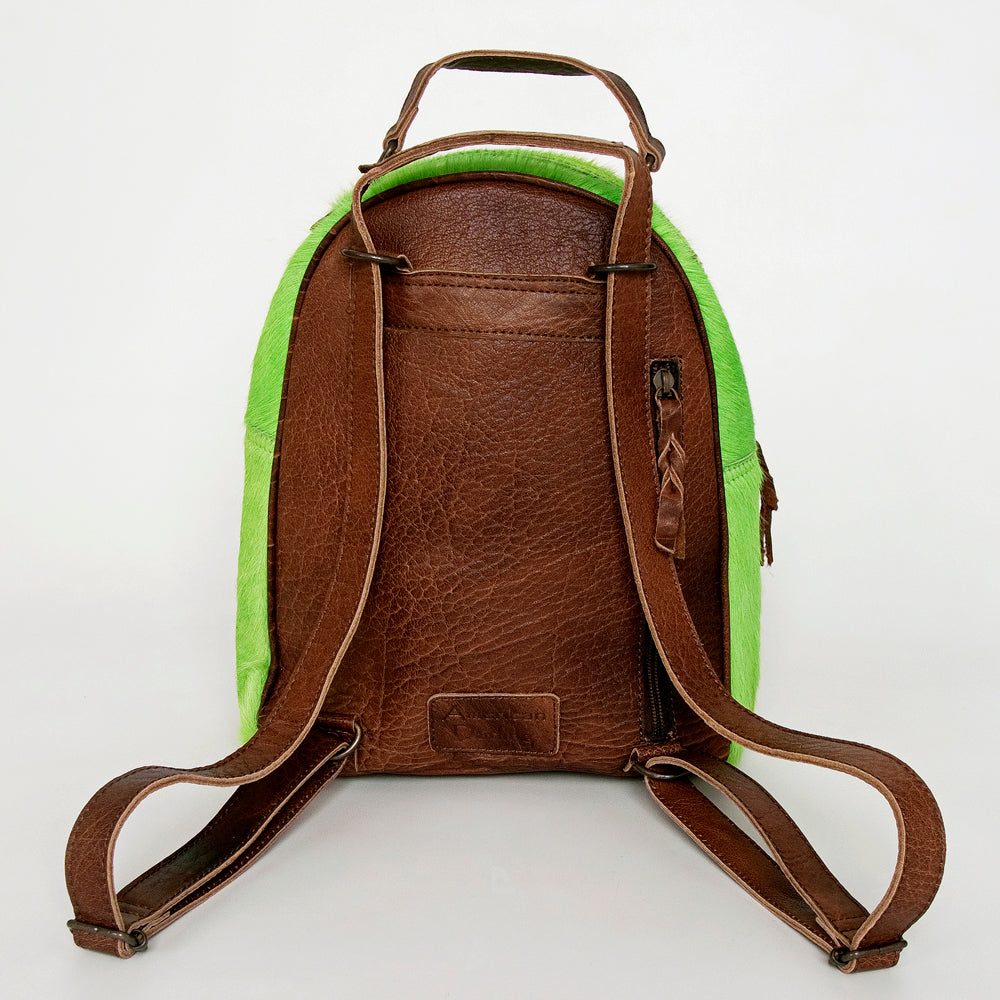 ADBGS156 Green Cowhide Leather Backpack with Bold Inlay - Western Cowgirl Statement Bag