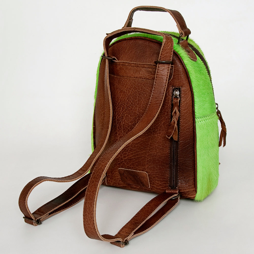 ADBGS156 Green Cowhide Leather Backpack with Bold Inlay - Western Cowgirl Statement Bag