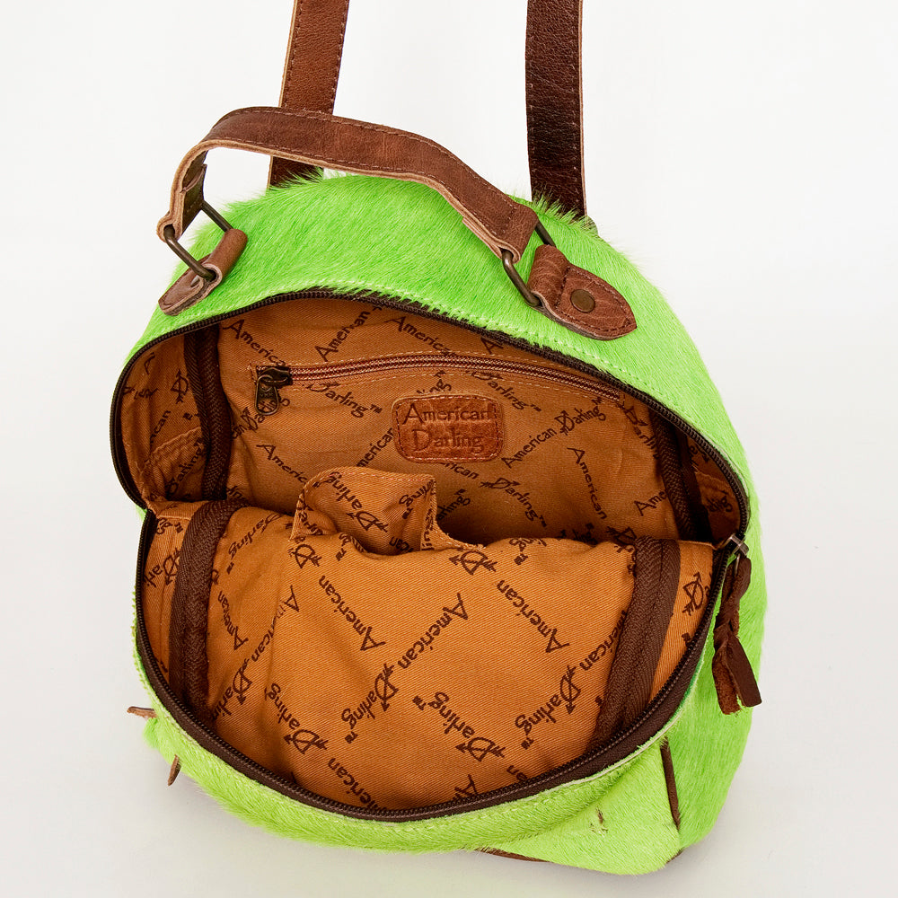 ADBGS156 Green Cowhide Leather Backpack with Bold Inlay - Western Cowgirl Statement Bag