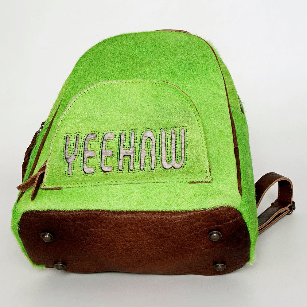 ADBGS156 Green Cowhide Leather Backpack with Bold Inlay - Western Cowgirl Statement Bag