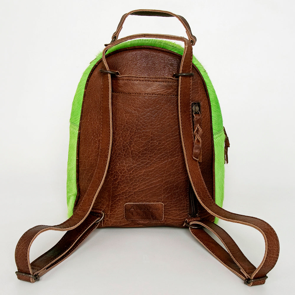 ADBGS156 Green Cowhide Leather Backpack with Bold Inlay - Western Cowgirl Statement Bag