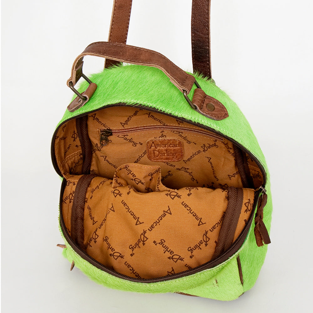 ADBGS156 Green Cowhide Leather Backpack with Bold Inlay - Western Cowgirl Statement Bag