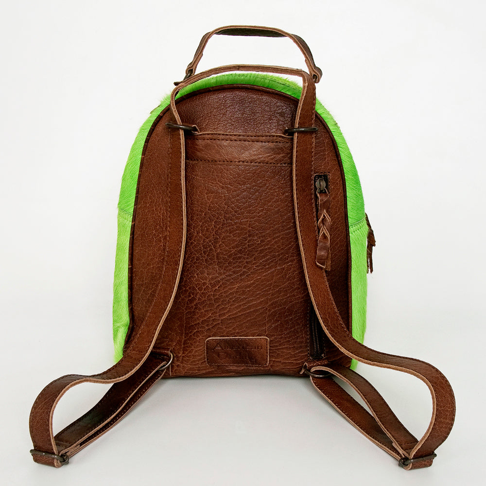 ADBGS156 Green Cowhide Leather Backpack with Bold Inlay - Western Cowgirl Statement Bag