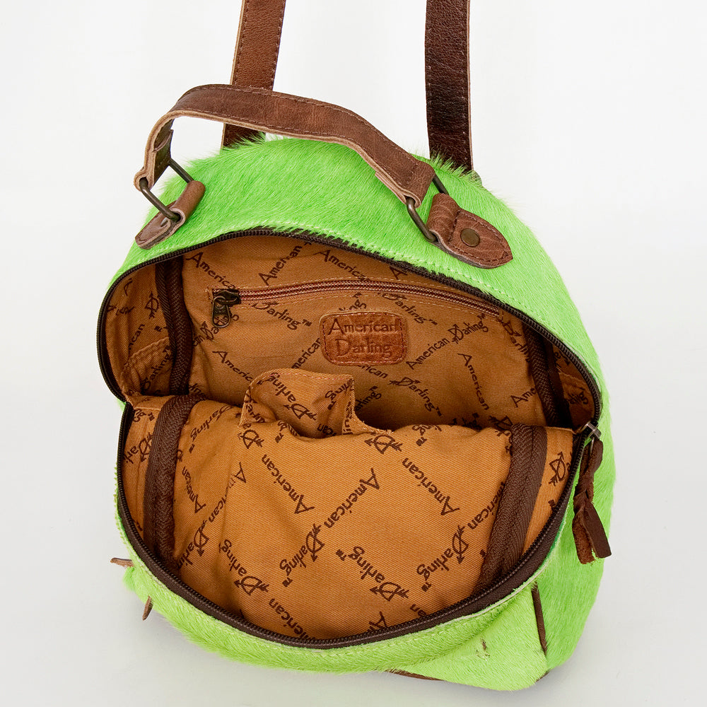 ADBGS156 Green Cowhide Leather Backpack with Bold Inlay - Western Cowgirl Statement Bag