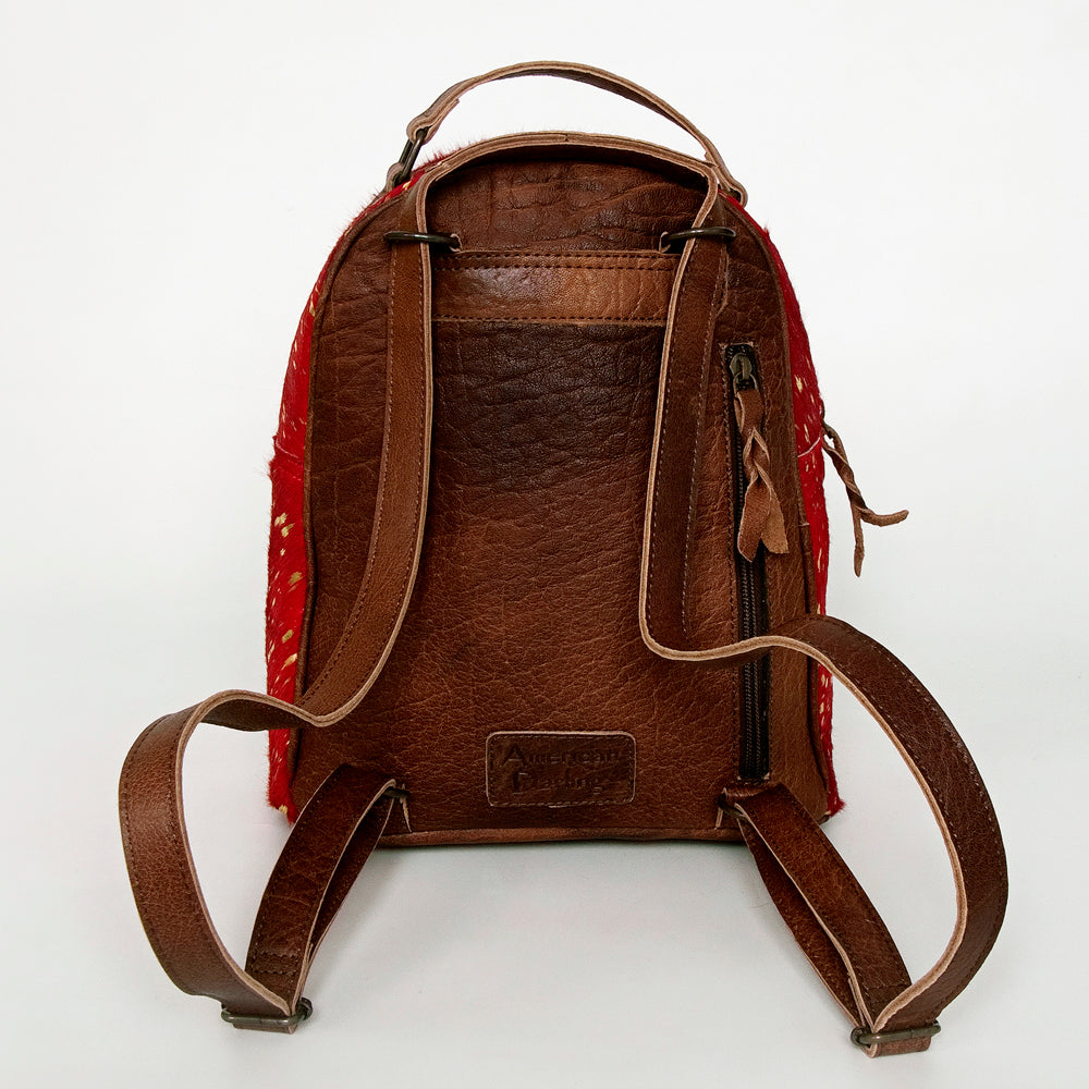 ADBGS156 Red Hair-On Hide Leather Mini Backpack - Western Cowgirl Style