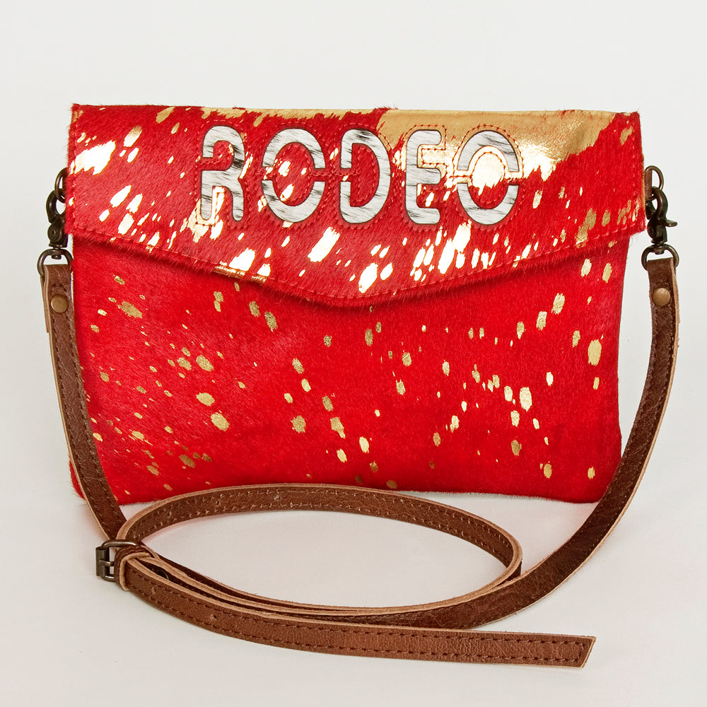 ADBGS178 Red Metallic Cowhide Envelope Crossbody - Western Leather Purse