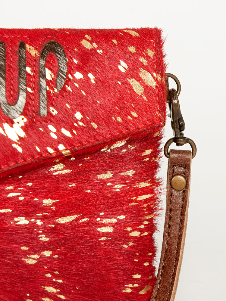 ADBGS178 Red Metallic Cowhide Envelope Crossbody - Western Leather Purse