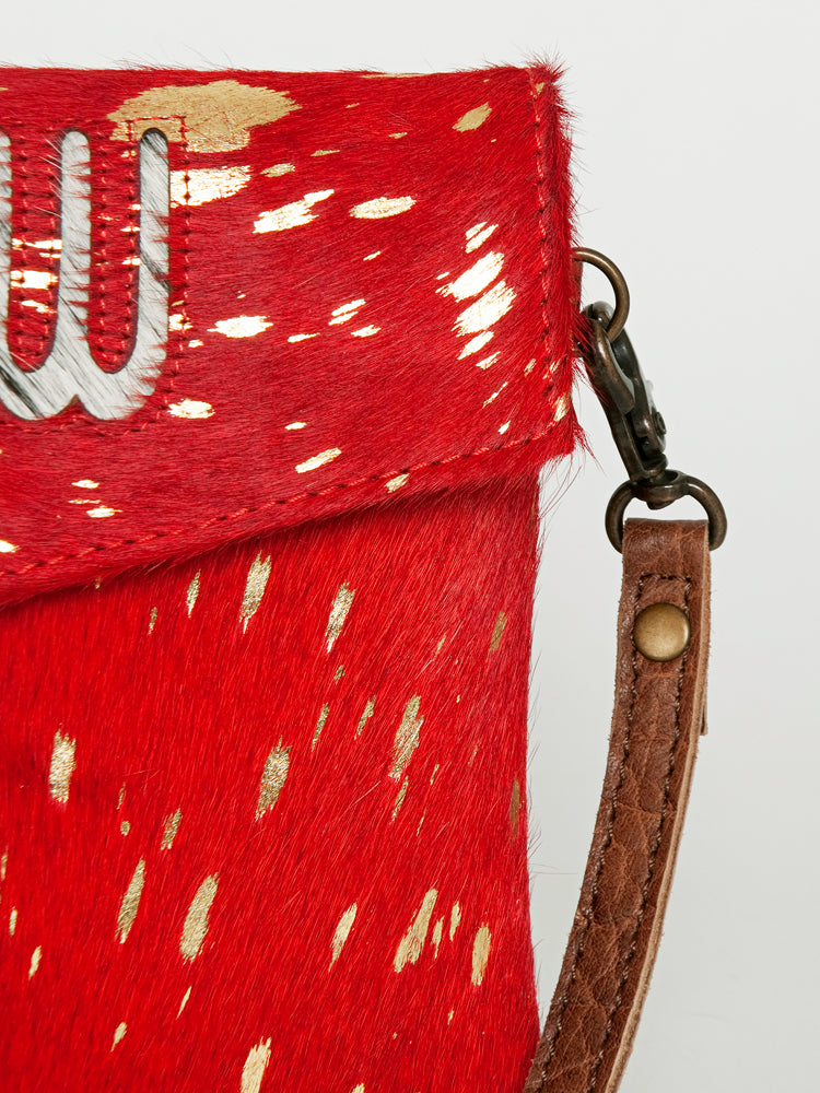 ADBGS178 Red Metallic Cowhide Envelope Crossbody - Western Leather Purse
