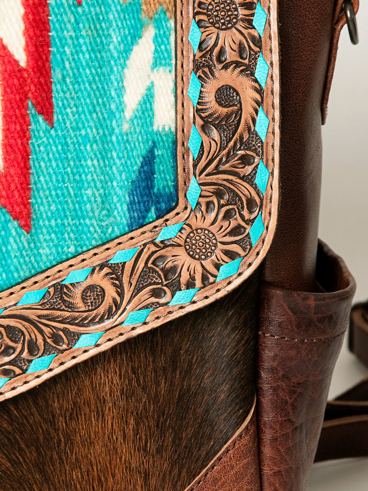 LC-ADBG845C Southwestern Cowhide & Tooled Leather Western Backpack American Darling