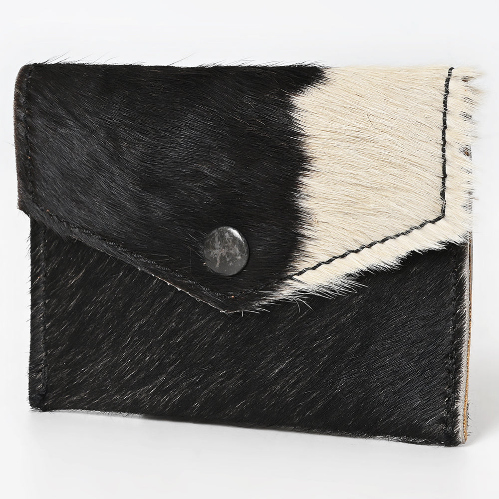LC-ADBGZ141 Hair-On Cowhide Card Holder - Western Leather Mini Wallet