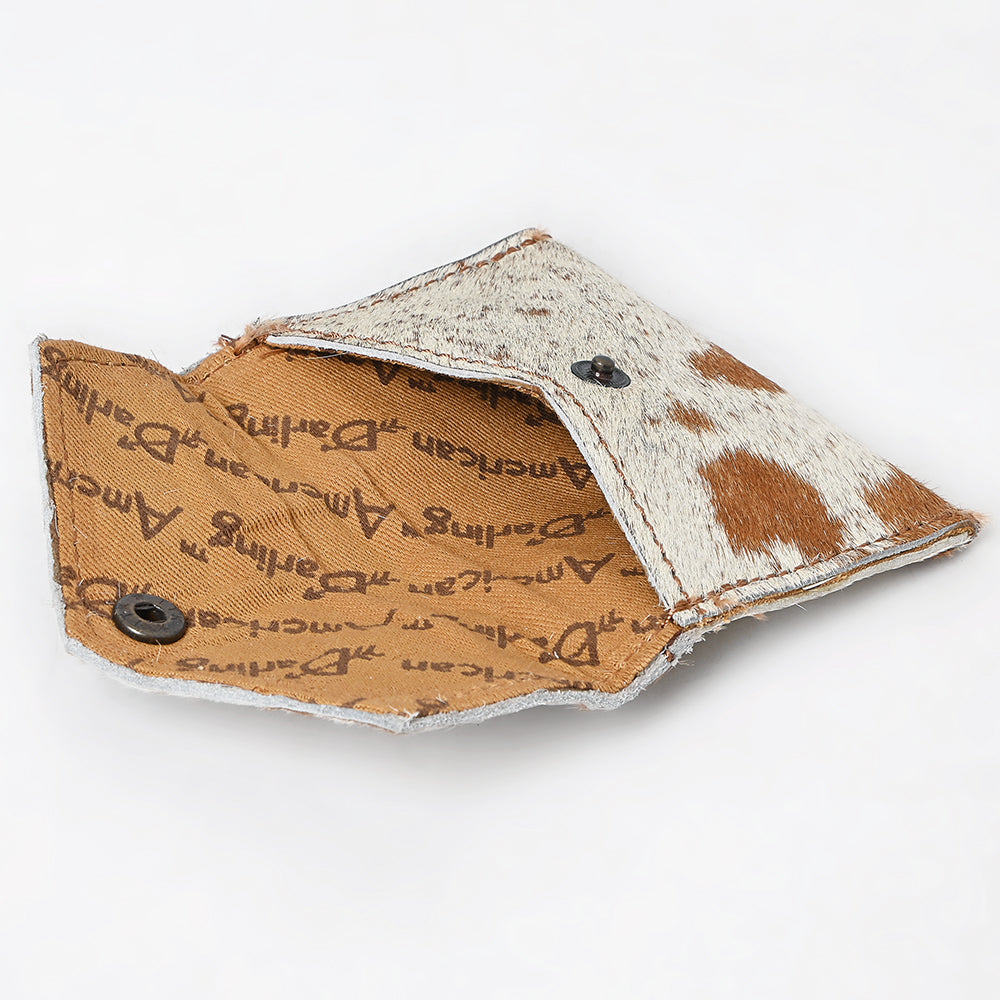 LC-ADBGZ141 Hair-On Cowhide Card Holder - Western Leather Mini Wallet