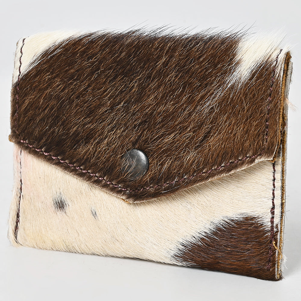 LC-ADBGZ141 Hair-On Cowhide Card Holder - Western Leather Mini Wallet