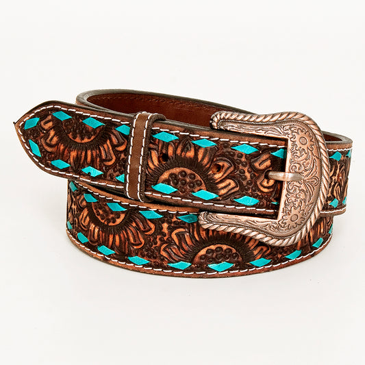 BER169-Hand Carved Western leather Belt