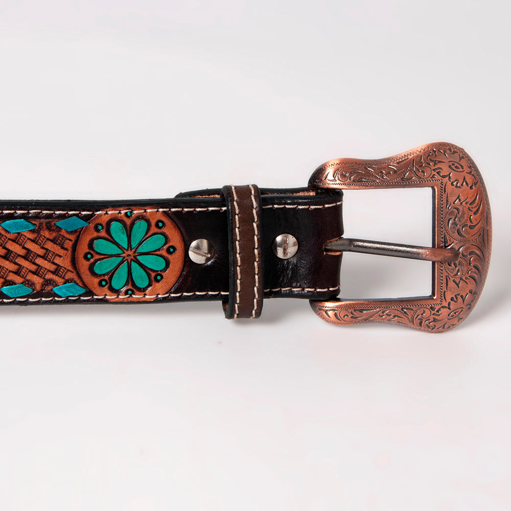 BER188-Hand Tooled Western Leather Belt