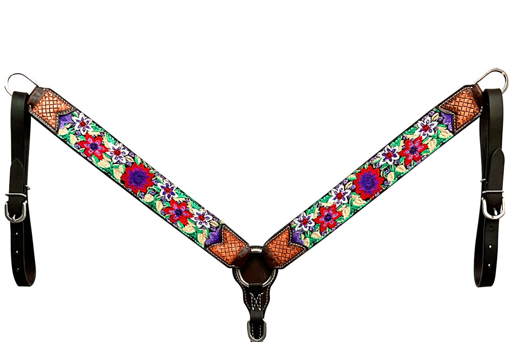BER328-Western Leather Breast Collar