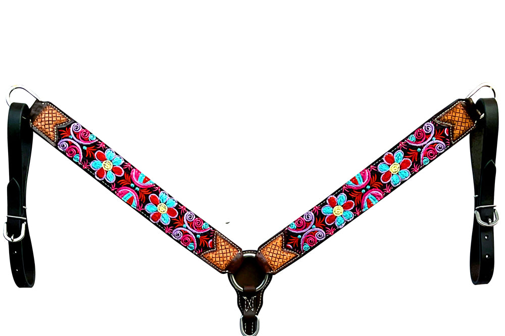 BER332-Western Leather Breast Collar