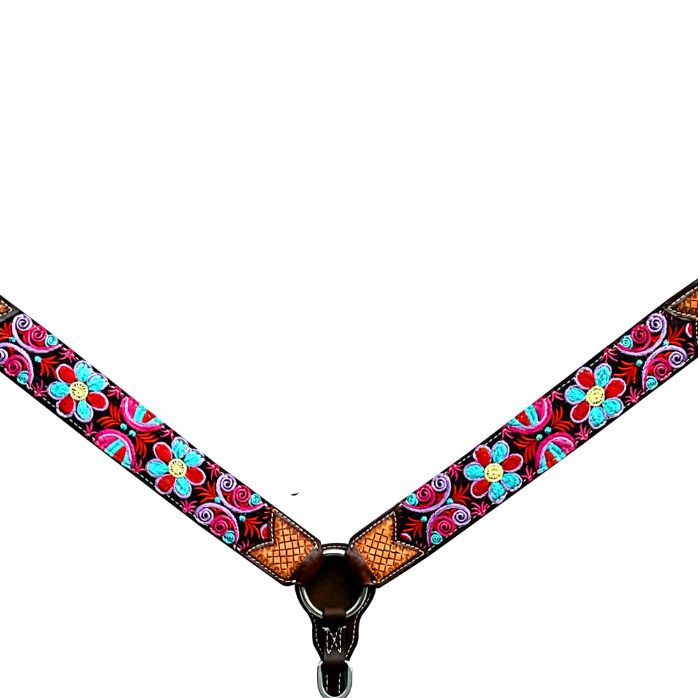 BER332-Western Leather Breast Collar