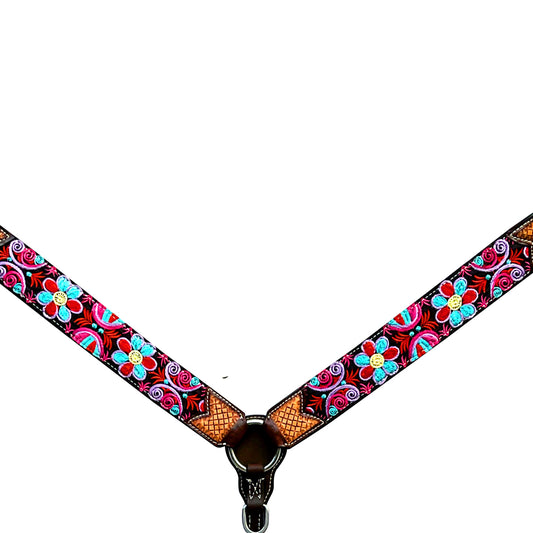 BER332-Western Leather Breast Collar